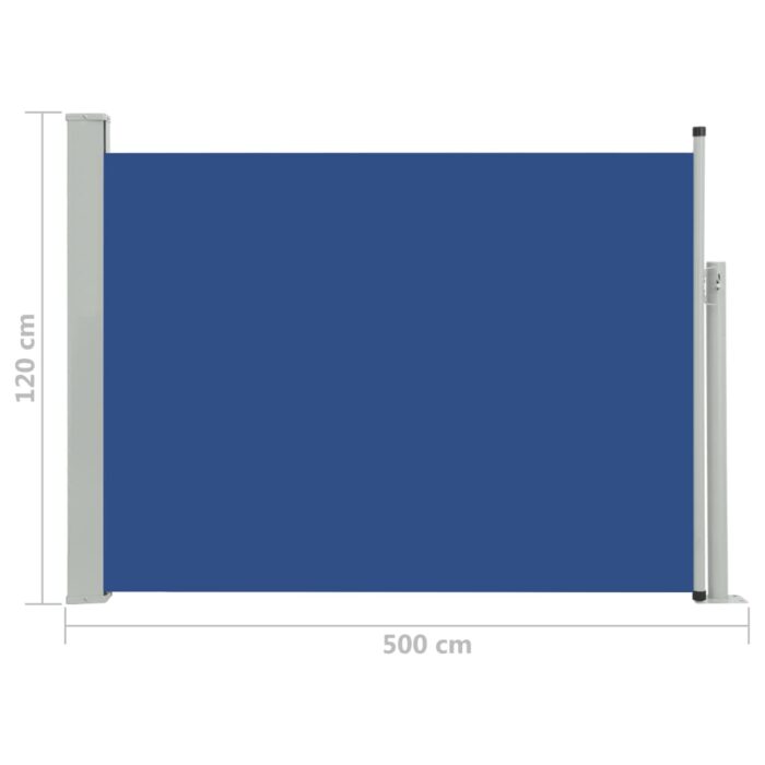 Auvent latéral rétractable de patio 120x500 cm Bleu – Image 6