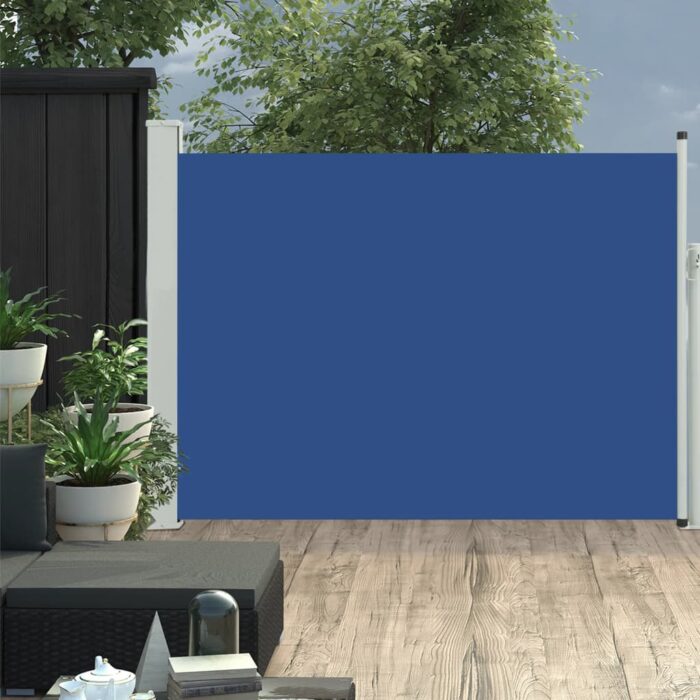 Auvent latéral rétractable de patio 120x500 cm Bleu – Image 1
