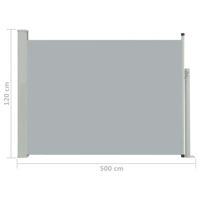 Auvent latéral rétractable de patio 120x500 cm Gris – Image 6