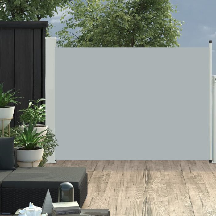 Auvent latéral rétractable de patio 120x500 cm Gris – Image 1