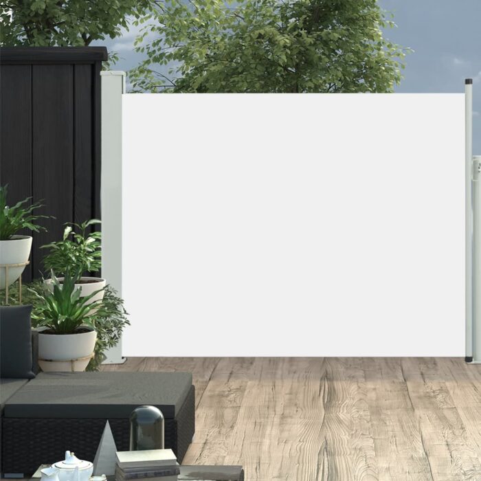 Auvent latéral rétractable de patio 140x500 cm Crème – Image 1