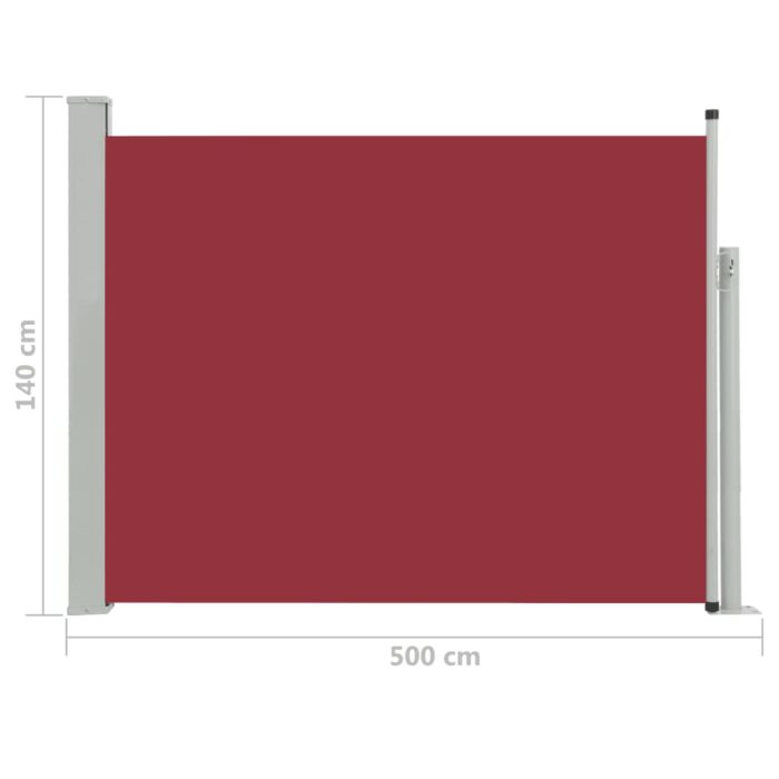 Auvent latéral rétractable de patio 140x500 cm Rouge – Image 6