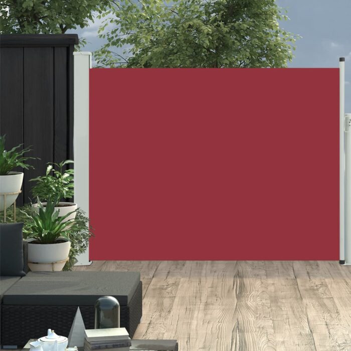 Auvent latéral rétractable de patio 140x500 cm Rouge – Image 1