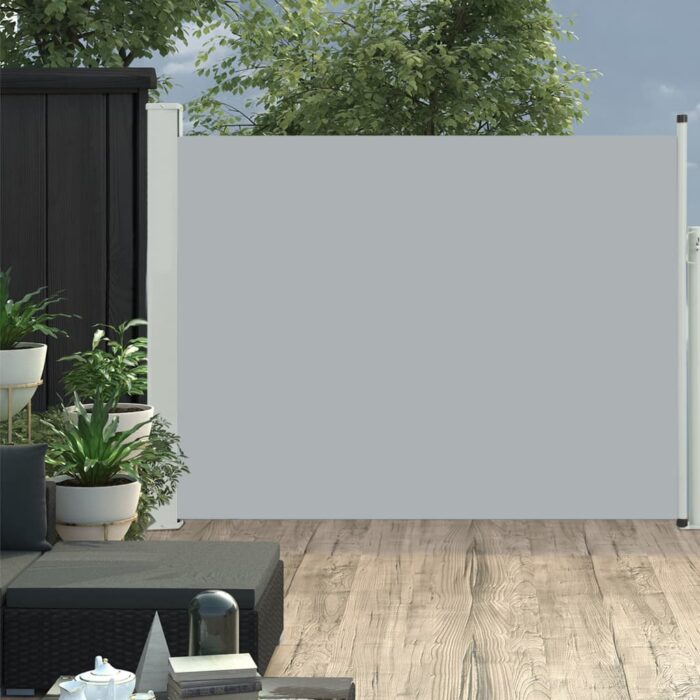 Auvent latéral rétractable de patio 140x500 cm Gris – Image 1