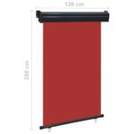 Auvent latéral de balcon 125x250 cm Rouge – Image 9