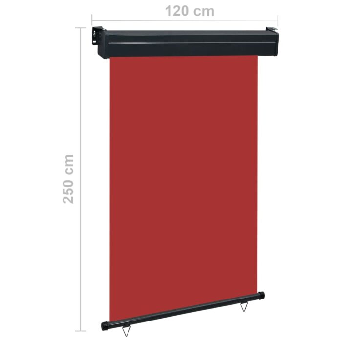 Auvent latéral de balcon 125x250 cm Rouge – Image 9