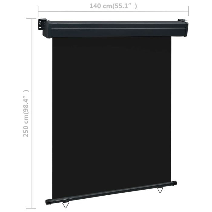 Auvent latéral de balcon 145x250 cm noir – Image 9