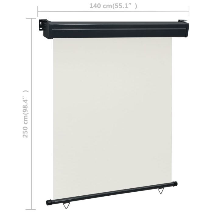 Auvent latéral de balcon 145x250 cm Crème – Image 9