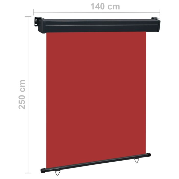 Auvent latéral de balcon 145x250 cm Rouge – Image 9