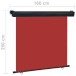 Auvent latéral de balcon 165x250 cm Rouge – Image 9