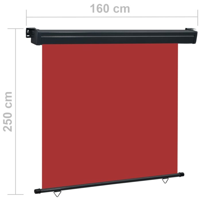 Auvent latéral de balcon 165x250 cm Rouge – Image 9