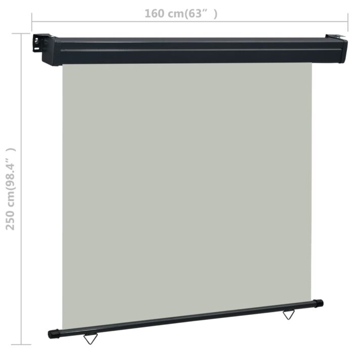 Auvent latéral de balcon 165x250 cm Gris – Image 9