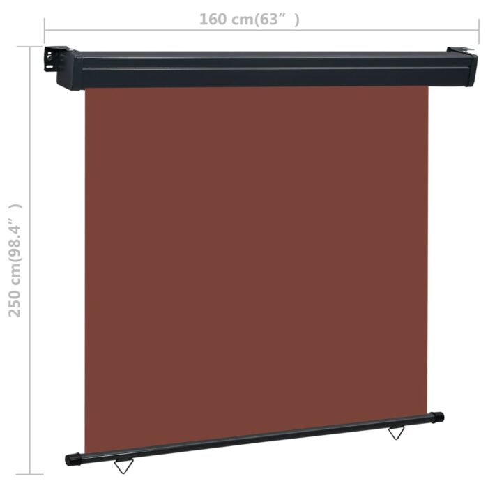 Auvent latéral de balcon 165x250 cm Marron – Image 9