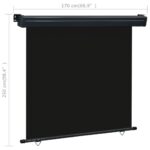 Auvent latéral de balcon 175x250 cm noir – Image 9