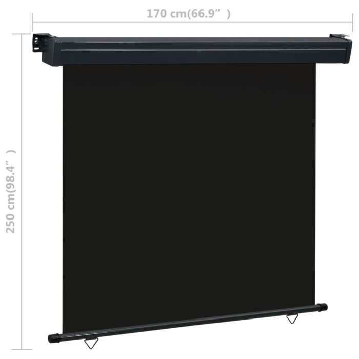 Auvent latéral de balcon 175x250 cm noir – Image 9