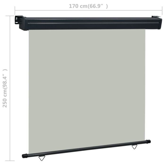 Auvent latéral de balcon 175x250 cm Gris – Image 9
