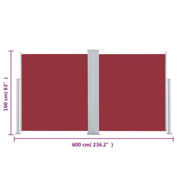 Auvent latéral rétractable Rouge 160 x 600 cm – Image 10