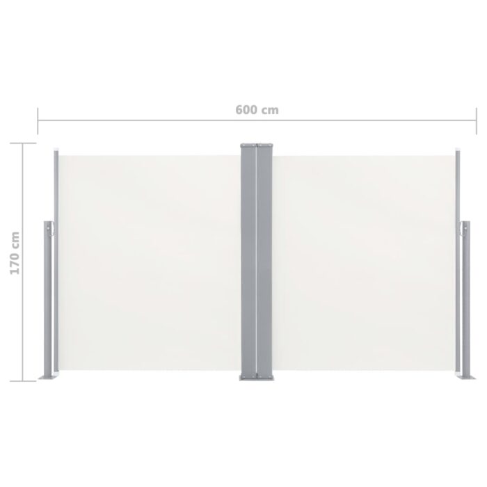 Auvent latéral double rétractable de patio 170x600 cm Crème – Image 10