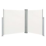 Auvent latéral double rétractable de patio 170x600 cm Crème – Image 2