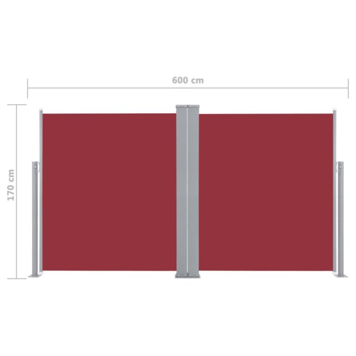 Auvent latéral rétractable 170 x 600 cm Rouge – Image 10