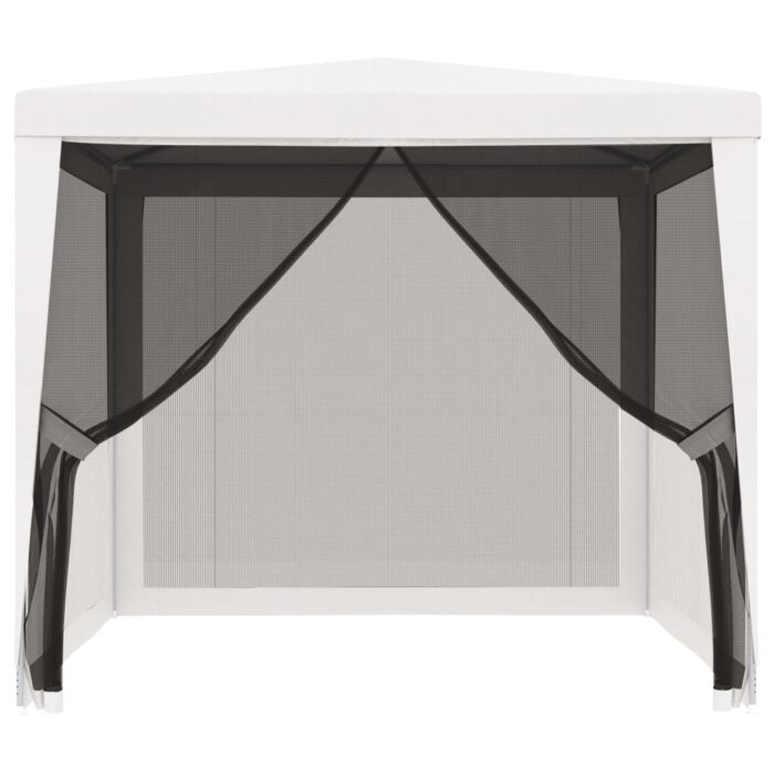 Tente de réception 4 parois latérales en maille 2,5x2,5 m Blanc – Image 5