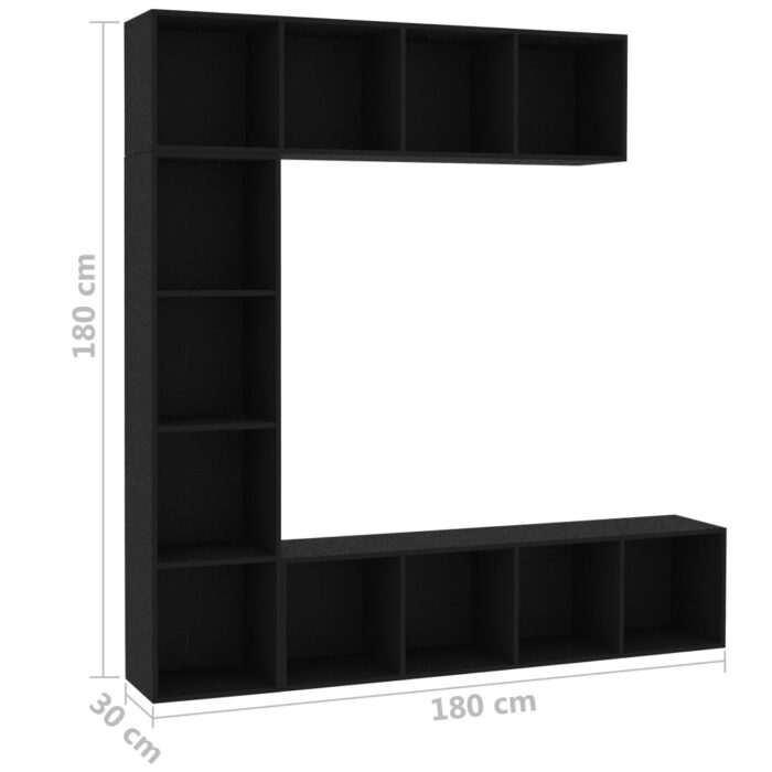 Ensemble de bibliothèque/meuble TV 3 pcs Noir 180x30x180 cm – Image 4