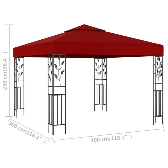 Belvédère 3x3 m Rouge bordeaux – Image 4