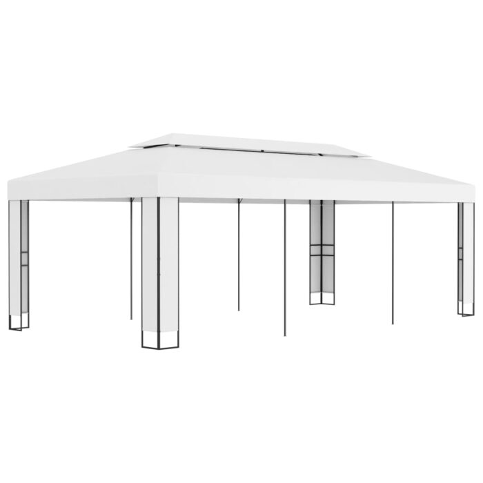 Tonnelle avec toit double 3x6 m Blanc – Image 1