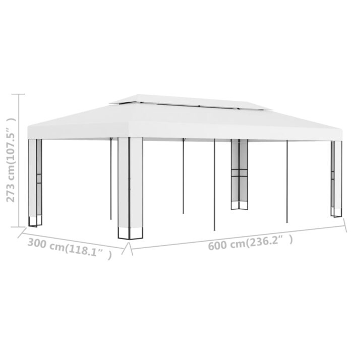 Tonnelle avec toit double 3x6 m Blanc – Image 5