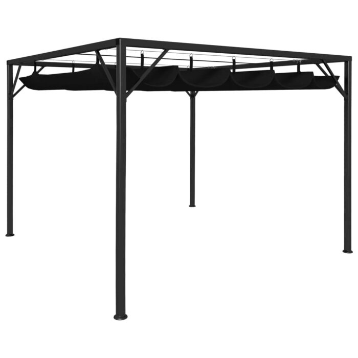Chapiteau de jardin avec auvent rétractable 3x3 m Anthracite – Image 1
