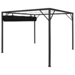 Chapiteau de jardin avec auvent rétractable 3x3 m Anthracite – Image 4