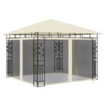 Belvédère avec moustiquaire 3x3x2,73 m Crème 180 g/m²
