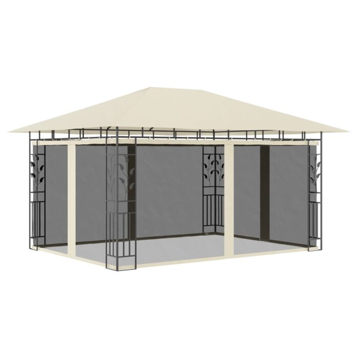 Belvédère avec moustiquaire 4x3x2,73 m Crème 180 g/m² – Image 1