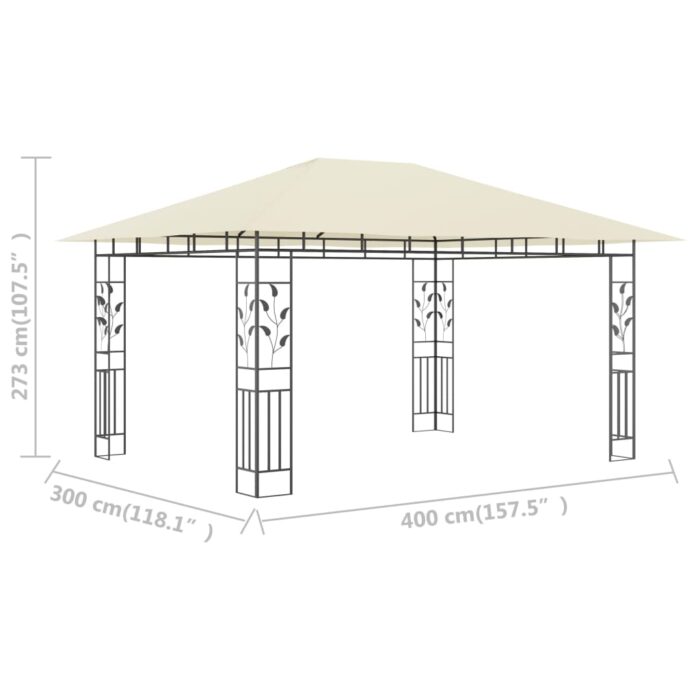 Belvédère avec moustiquaire 4x3x2,73 m Crème 180 g/m² – Image 5