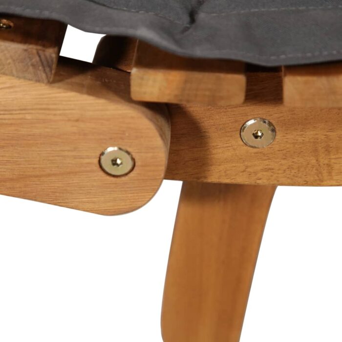 Chaise longue avec coussin Bois d'acacia solide Gris foncé – Image 6