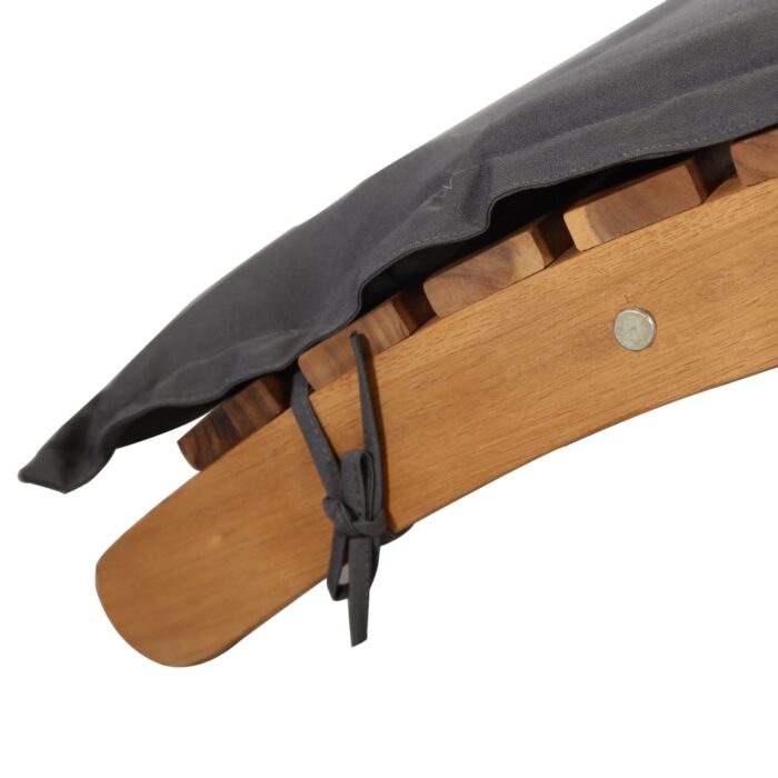 Chaise longue avec coussin Bois d'acacia solide Gris foncé – Image 7