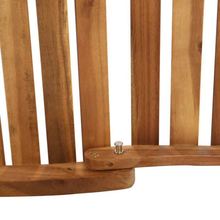 Chaise longue avec coussin Bois d'acacia solide Crème – Image 6