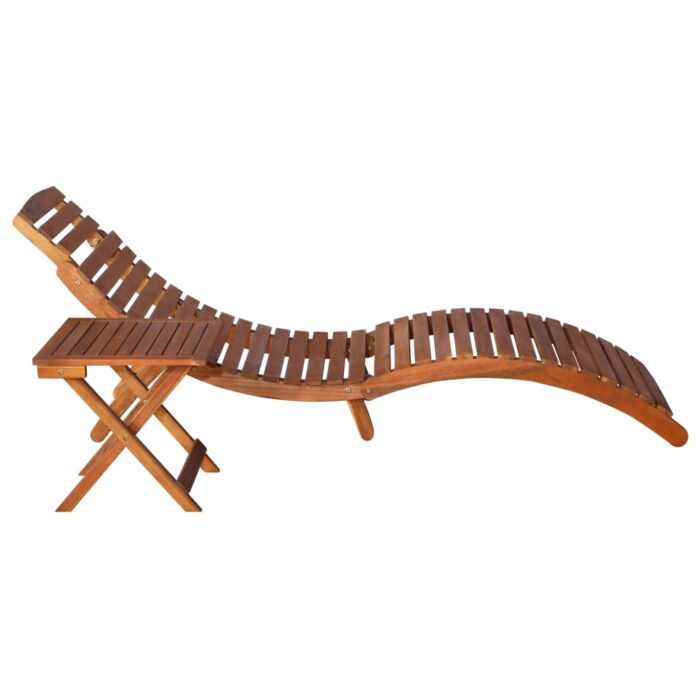 Chaise longue avec table Bois d'acacia massif Marron – Image 2