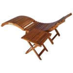 Chaise longue avec table Bois d'acacia massif Marron – Image 3