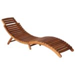Chaise longue avec table Bois d'acacia massif Marron – Image 5