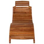 Chaise longue avec table Bois d'acacia massif Marron – Image 6