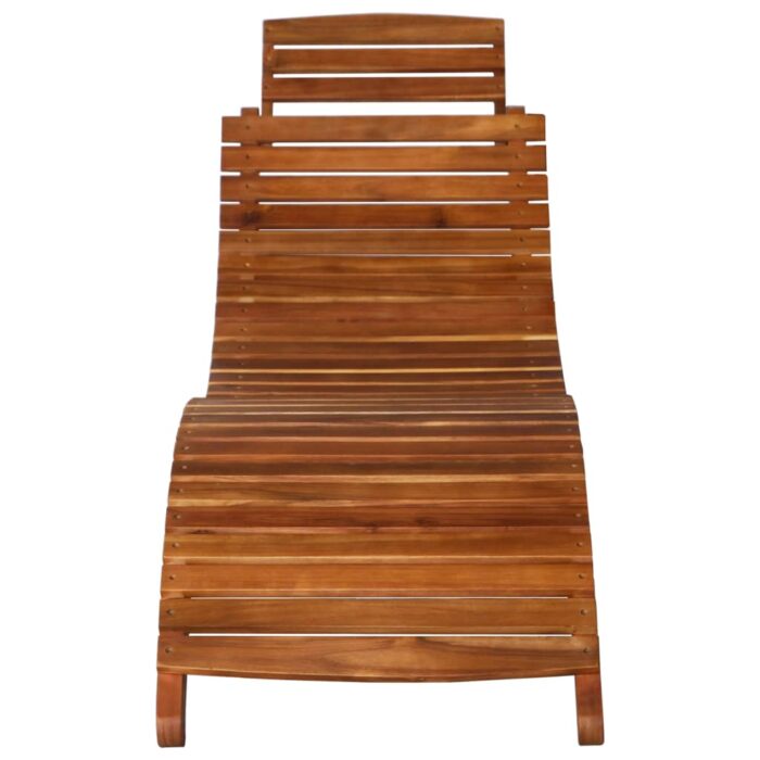 Chaise longue avec table Bois d'acacia massif Marron – Image 6