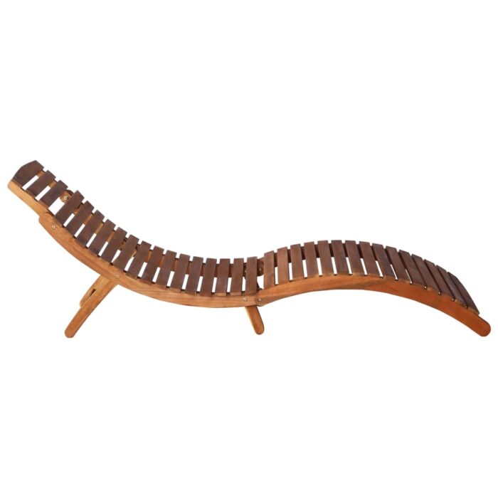 Chaise longue avec table Bois d'acacia massif Marron – Image 7