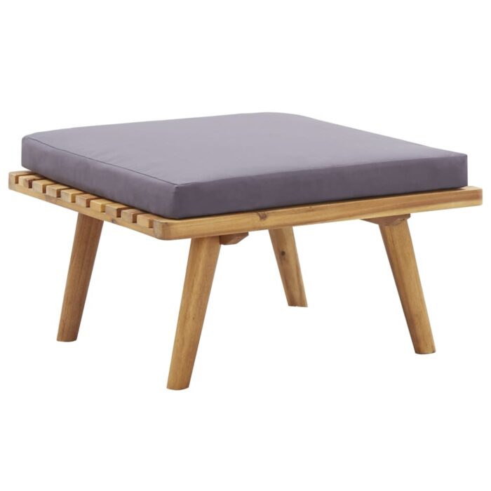 Repose-pied de jardin avec coussin 60x60x29 cm Bois d'acacia – Image 1