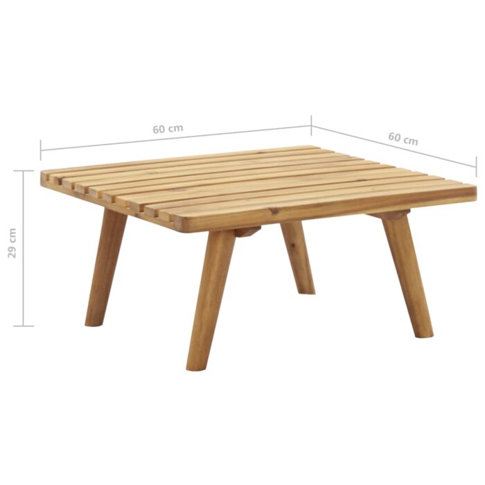 Repose-pied de jardin avec coussin 60x60x29 cm Bois d'acacia – Image 5