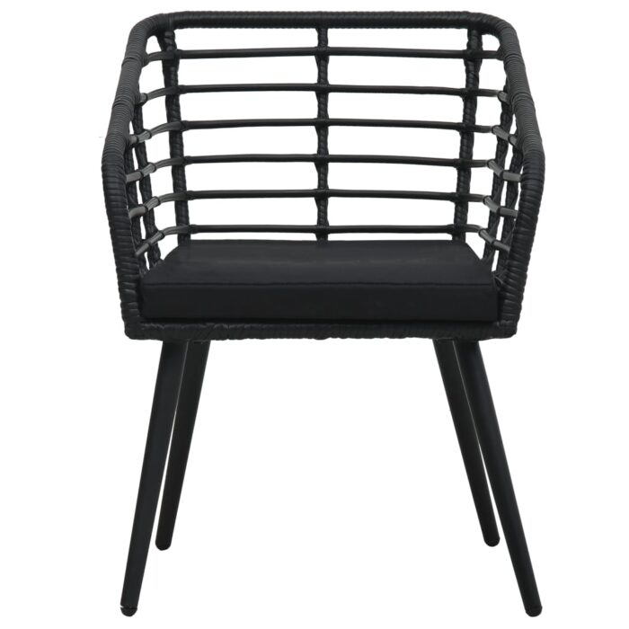 Chaises de jardin lot de 2 avec coussins Résine tressée Noir – Image 2
