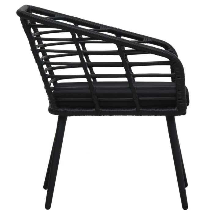 Chaises de jardin lot de 2 avec coussins Résine tressée Noir – Image 3