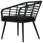 Chaises de jardin lot de 2 avec coussins Résine tressée Noir – Image 4