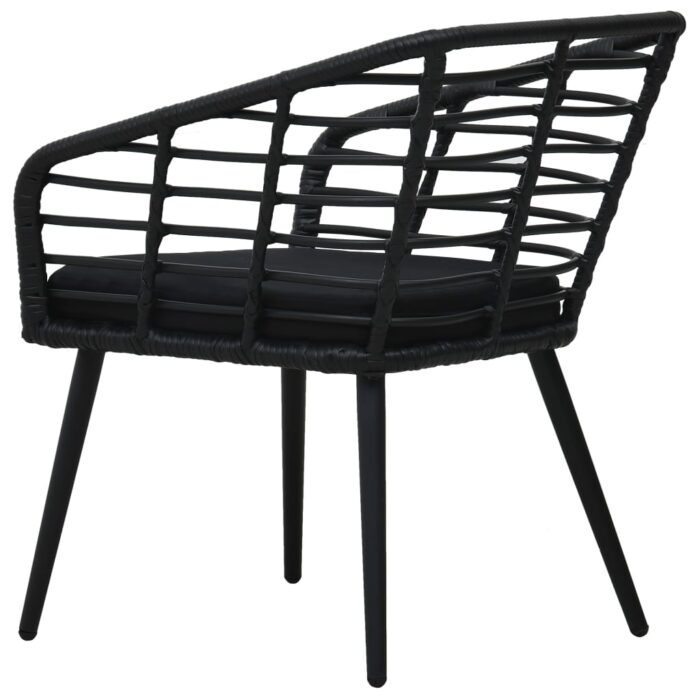 Chaises de jardin lot de 2 avec coussins Résine tressée Noir – Image 4