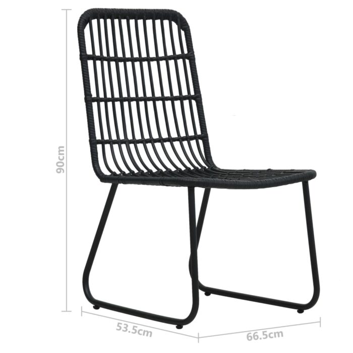 Chaises de jardin lot de 2 Résine tressée Noir – Image 7